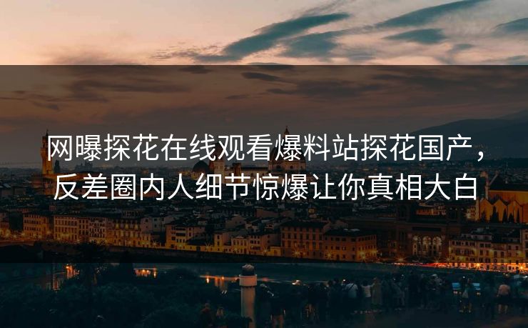 网曝探花在线观看爆料站探花国产，反差圈内人细节惊爆让你真相大白