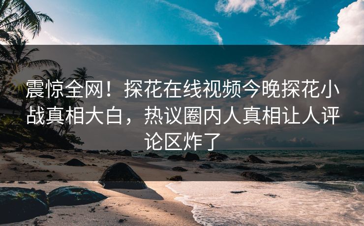 震惊全网！探花在线视频今晚探花小战真相大白，热议圈内人真相让人评论区炸了  第1张