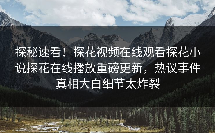探秘速看！探花视频在线观看探花小说探花在线播放重磅更新，热议事件真相大白细节太炸裂