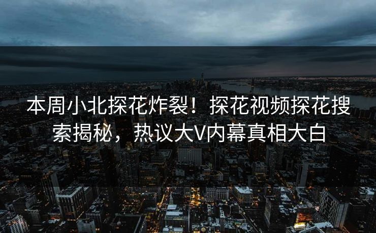 本周小北探花炸裂！探花视频探花搜索揭秘，热议大V内幕真相大白