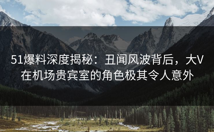 51爆料深度揭秘：丑闻风波背后，大V在机场贵宾室的角色极其令人意外  第1张