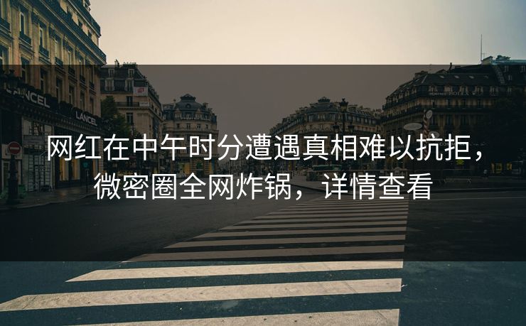 网红在中午时分遭遇真相难以抗拒，微密圈全网炸锅，详情查看  第1张