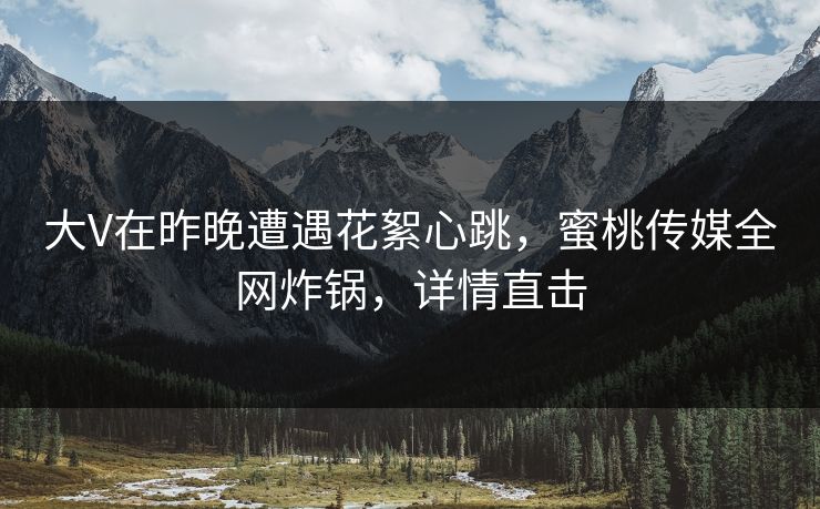 大V在昨晚遭遇花絮心跳，蜜桃传媒全网炸锅，详情直击