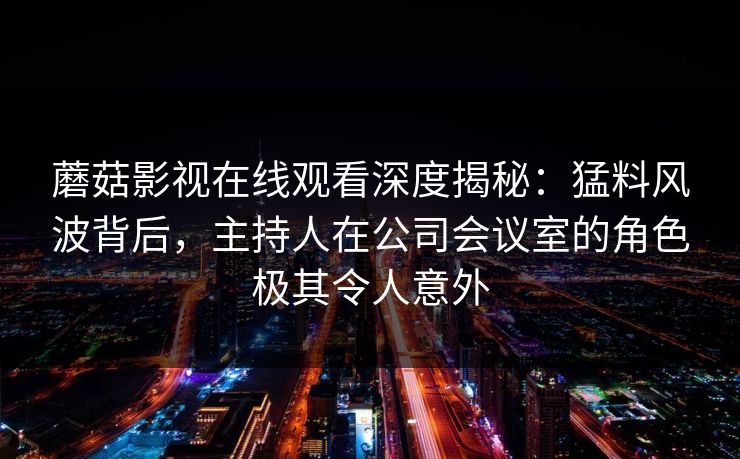 蘑菇影视在线观看深度揭秘：猛料风波背后，主持人在公司会议室的角色极其令人意外