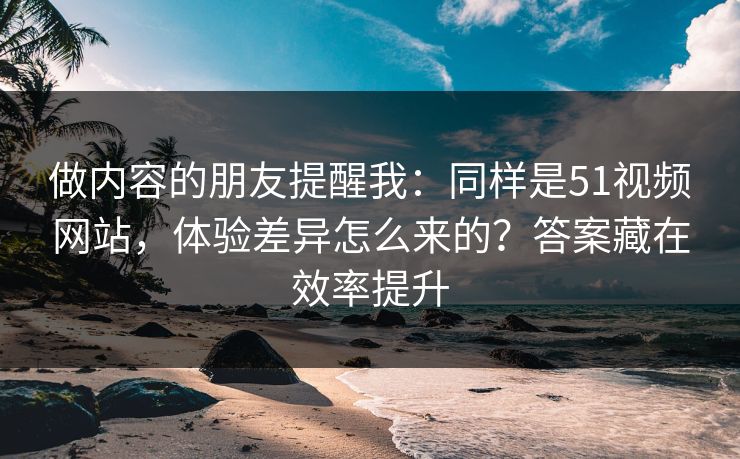 做内容的朋友提醒我:同样是51视频网站,体验差异怎么来的?答案藏在效率提升