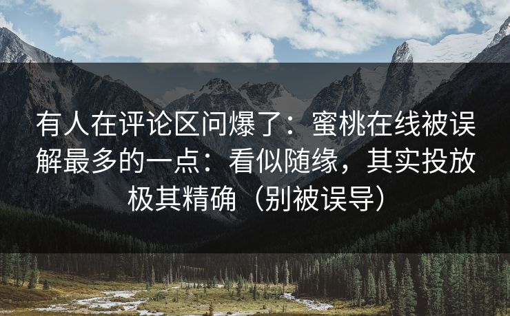 有人在评论区问爆了：蜜桃在线被误解最多的一点：看似随缘，其实投放极其精确（别被误导）  第1张